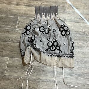 Vintage Bubble Lapis Stretch Tube Dress Midi Skirt Maxi Sheen Satin Graphic Boho